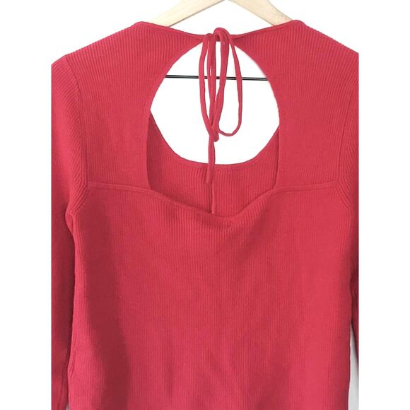 NEW Anthropologie Red Open-Back Knit Top - Size: Small - Picture 3 of 4